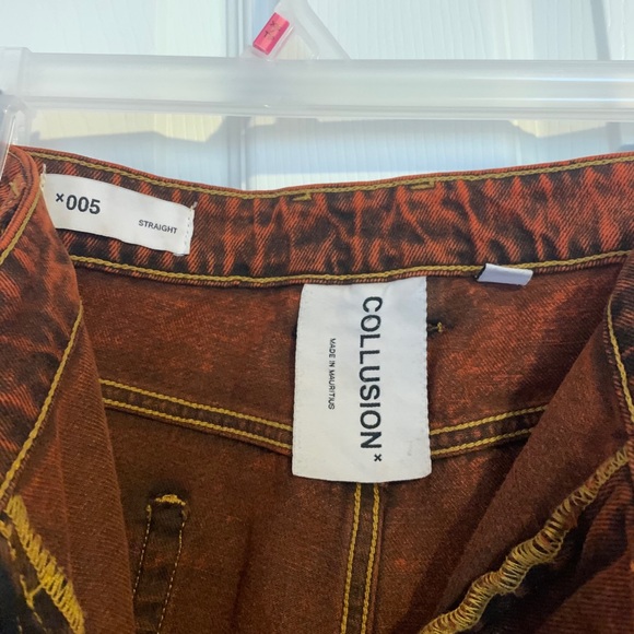 💚2/40 Collusion 005 Straight Red Acid Wash Jeans - Picture 2 of 4